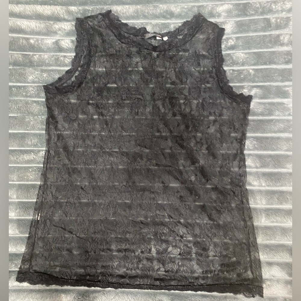 Sleeveless Black‎ Lacey Pullover SizeXXL Stretchy